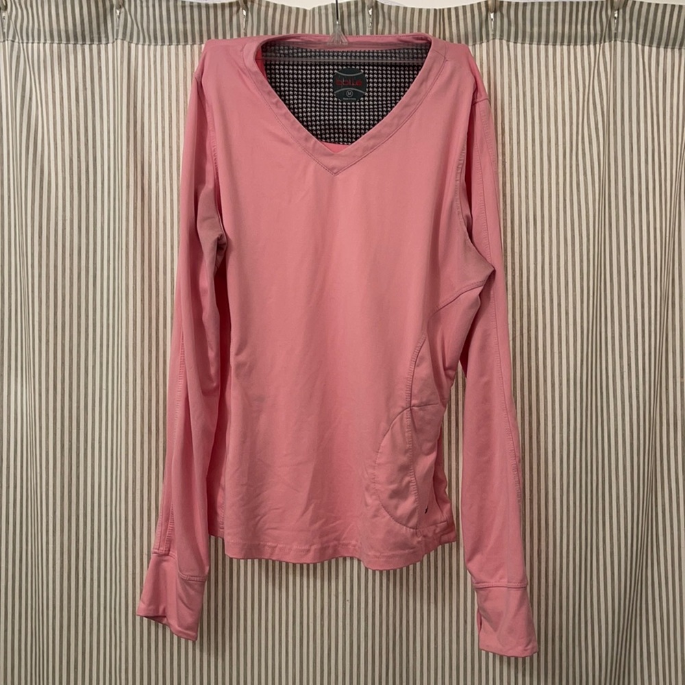 Pink long sleeve workout top